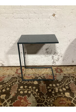 Teal Enamel C-Table with Metal Frame