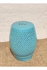 Diamond Pattern Patio Garden Stool in Robin's Egg Blue by Safavieh