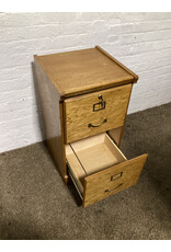 Vintage Two-Drawer Locking Wood Filing Cabinet
