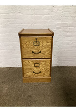 Vintage Two-Drawer Locking Wood Filing Cabinet