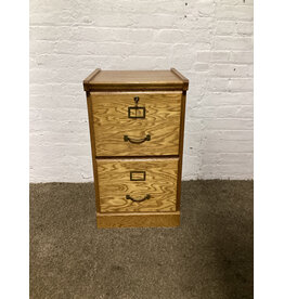 Vintage Two-Drawer Locking Wood Filing Cabinet