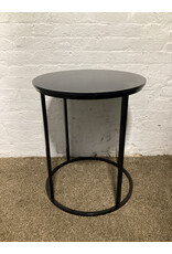 Black Faux Wood & Metal Frame Side Table