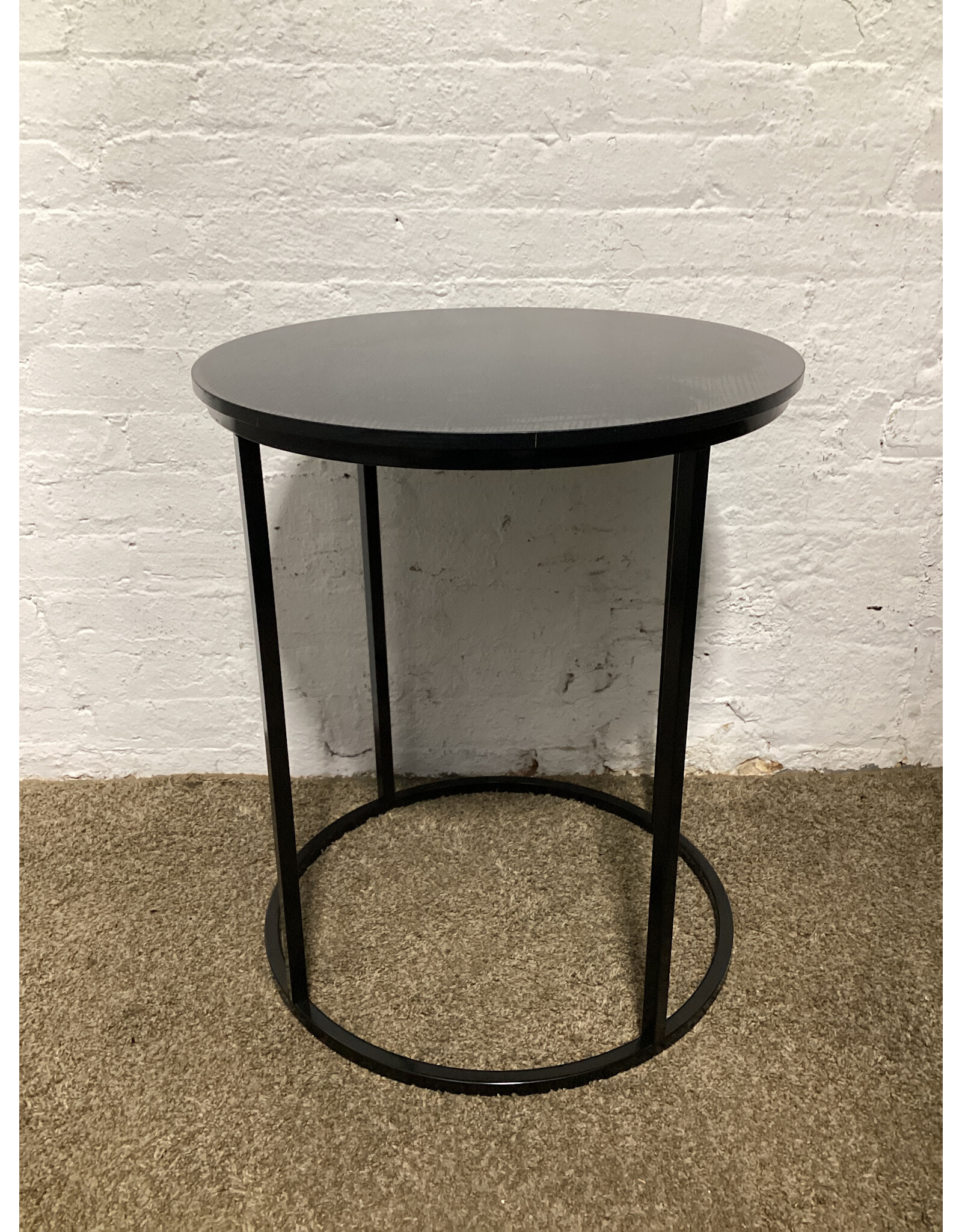 Black Faux Wood & Metal Frame Side Table