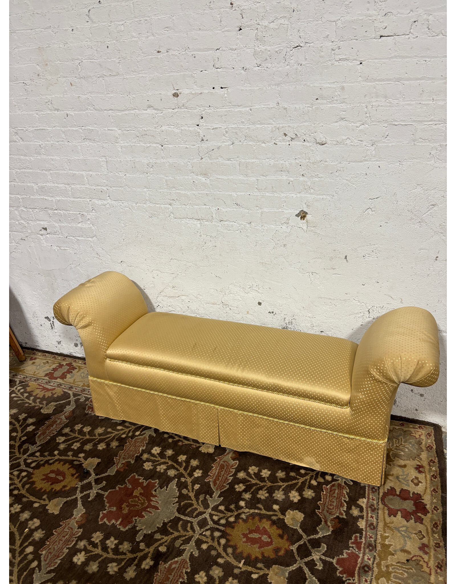 Yellow Roll Arm Entryway Accent Bench