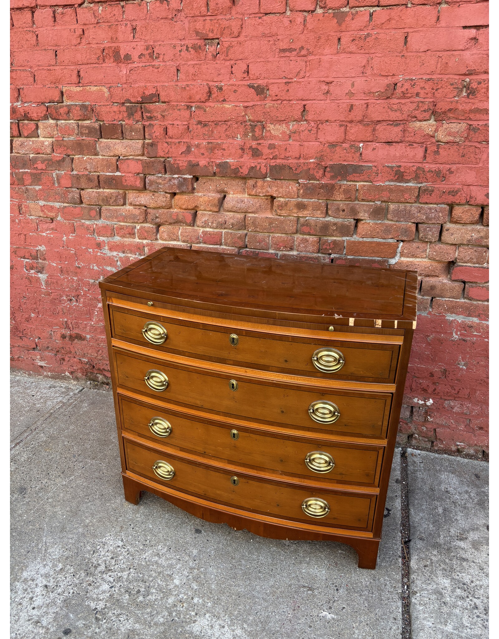 Hickory Manufacturing Yew Banded Bow Front Chest