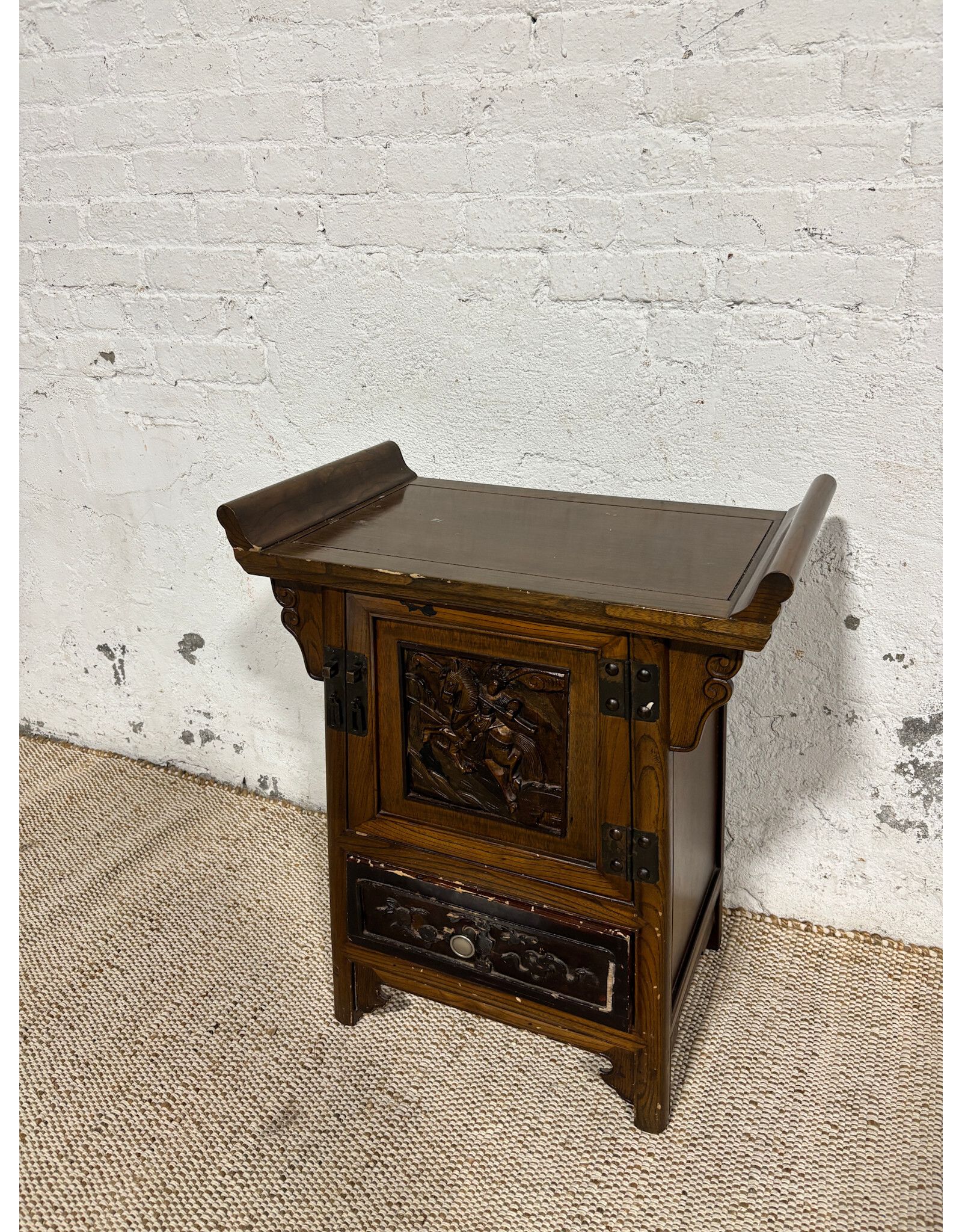 Chinese Carved Wood Altar Cabinet