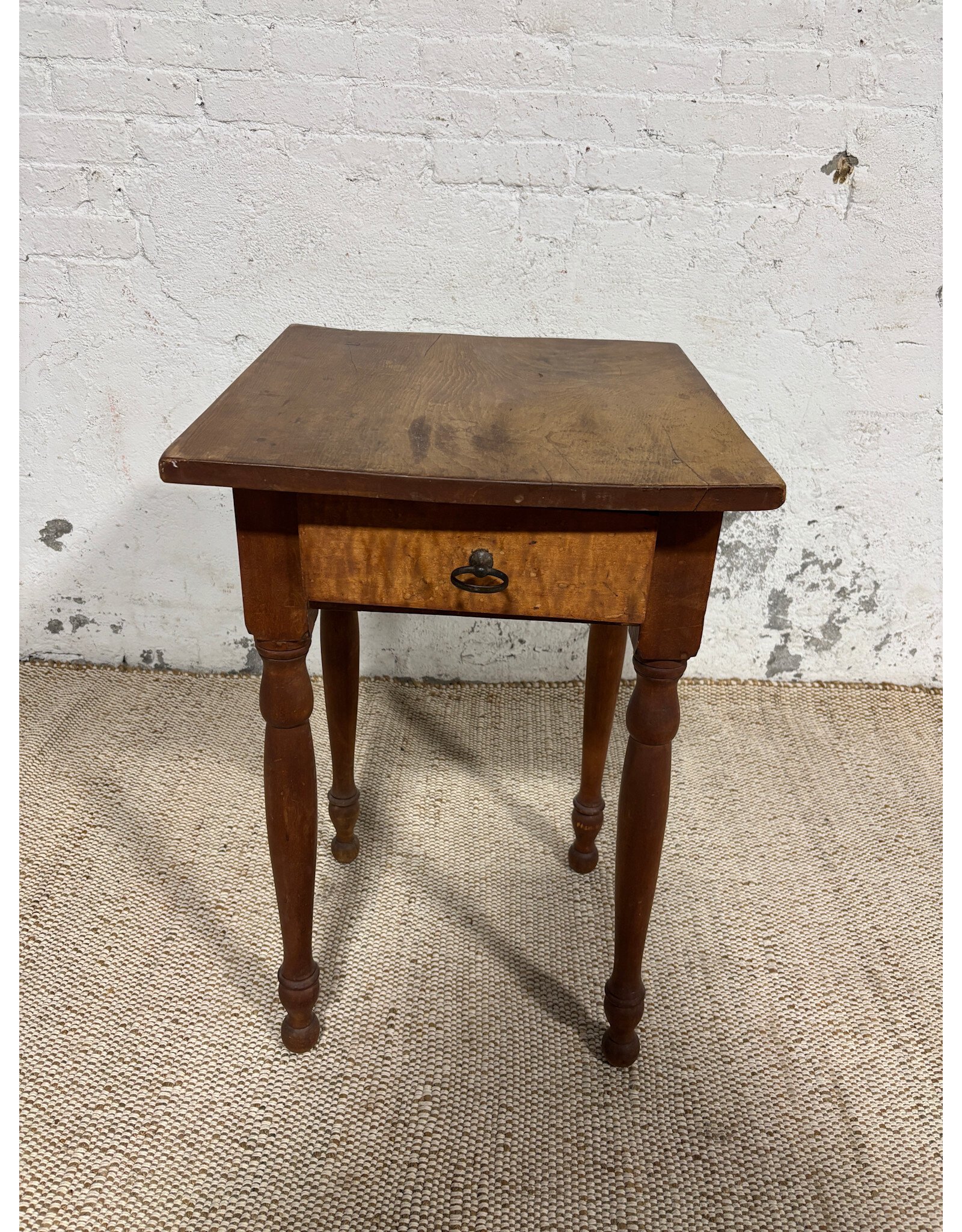 Sheraton New England Maple and Walnut One Drawer Work Stand