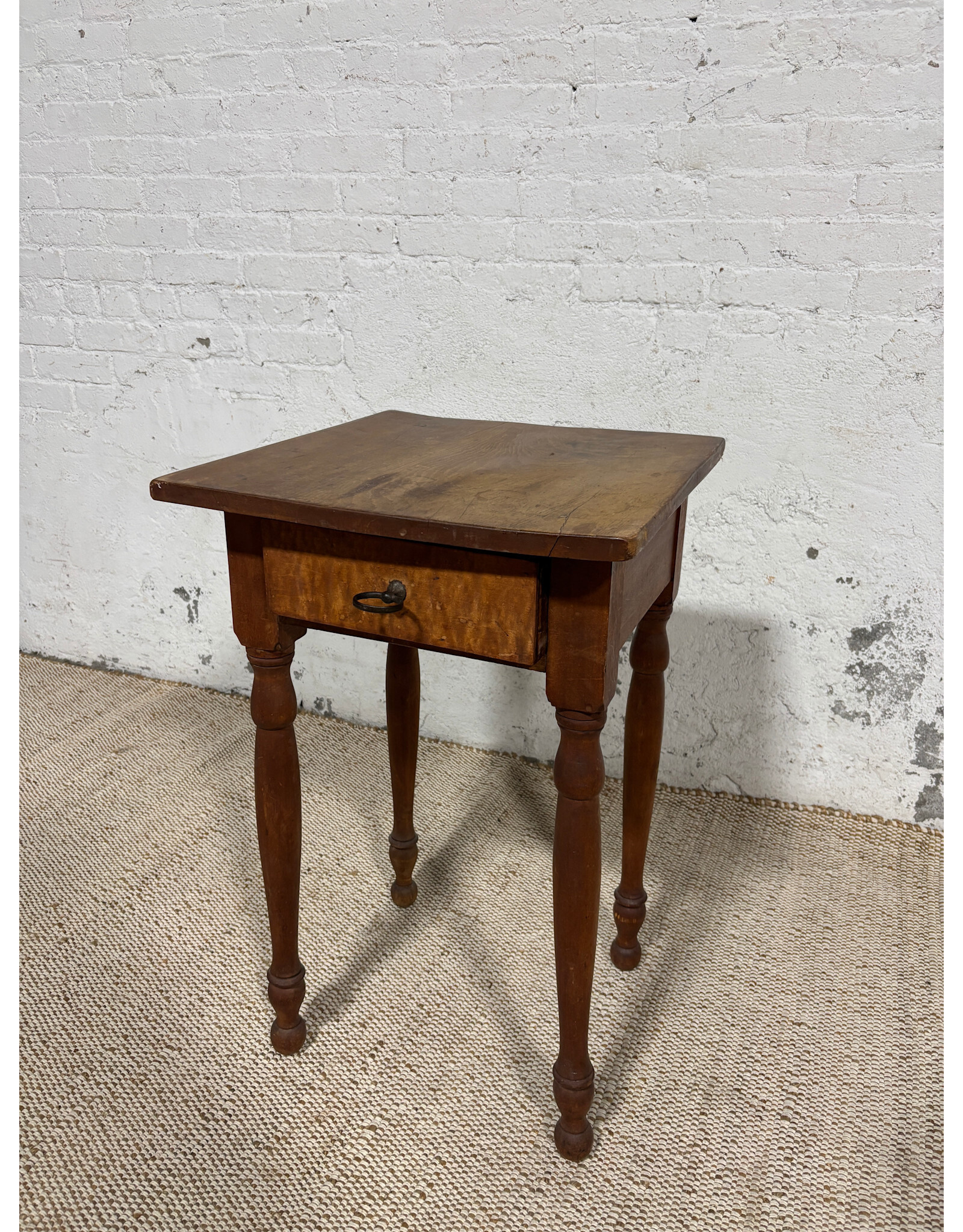 Sheraton New England Maple and Walnut One Drawer Work Stand