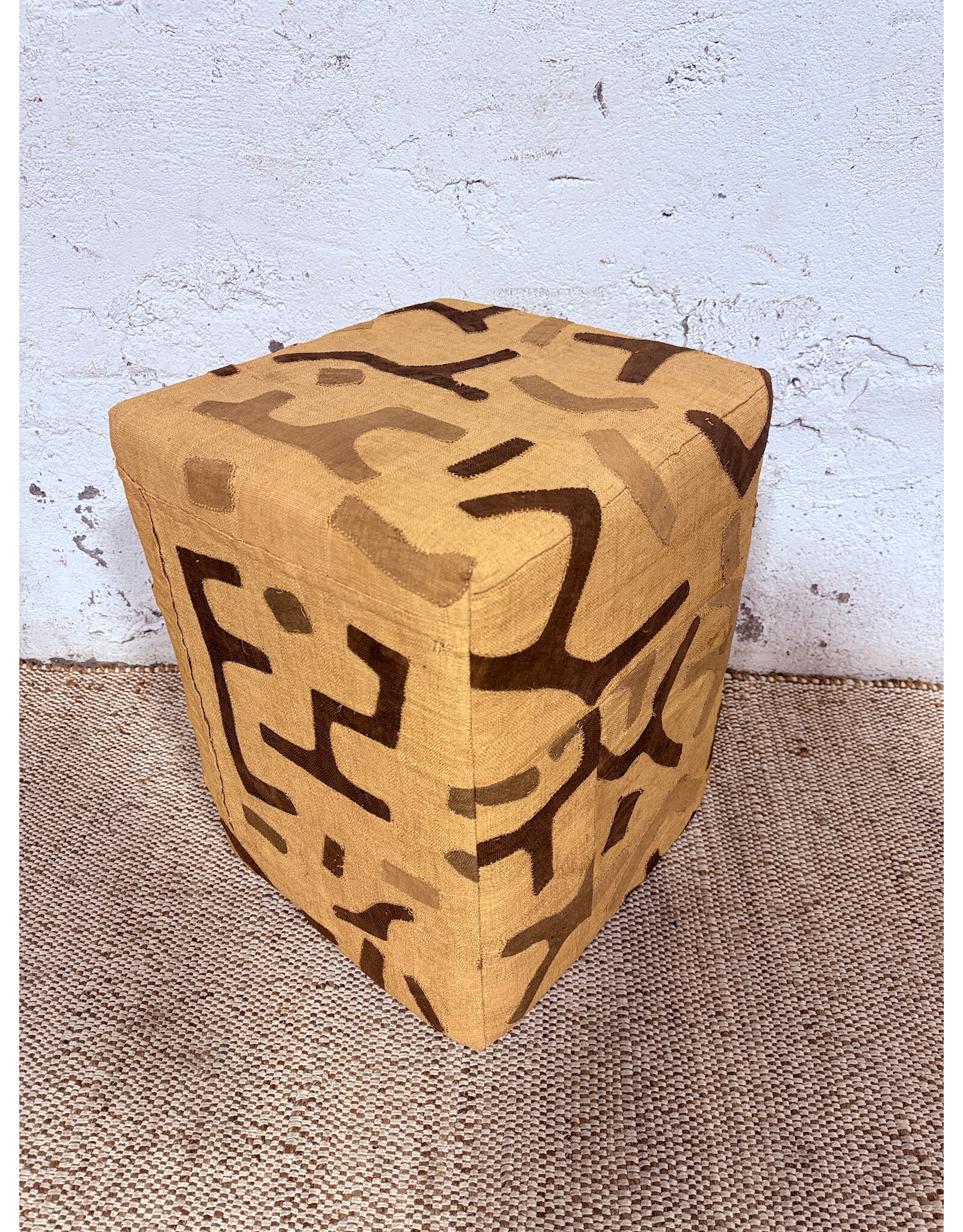 Kuba Love Raffia Square Pouf
