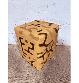 Kuba Love Raffia Square Pouf