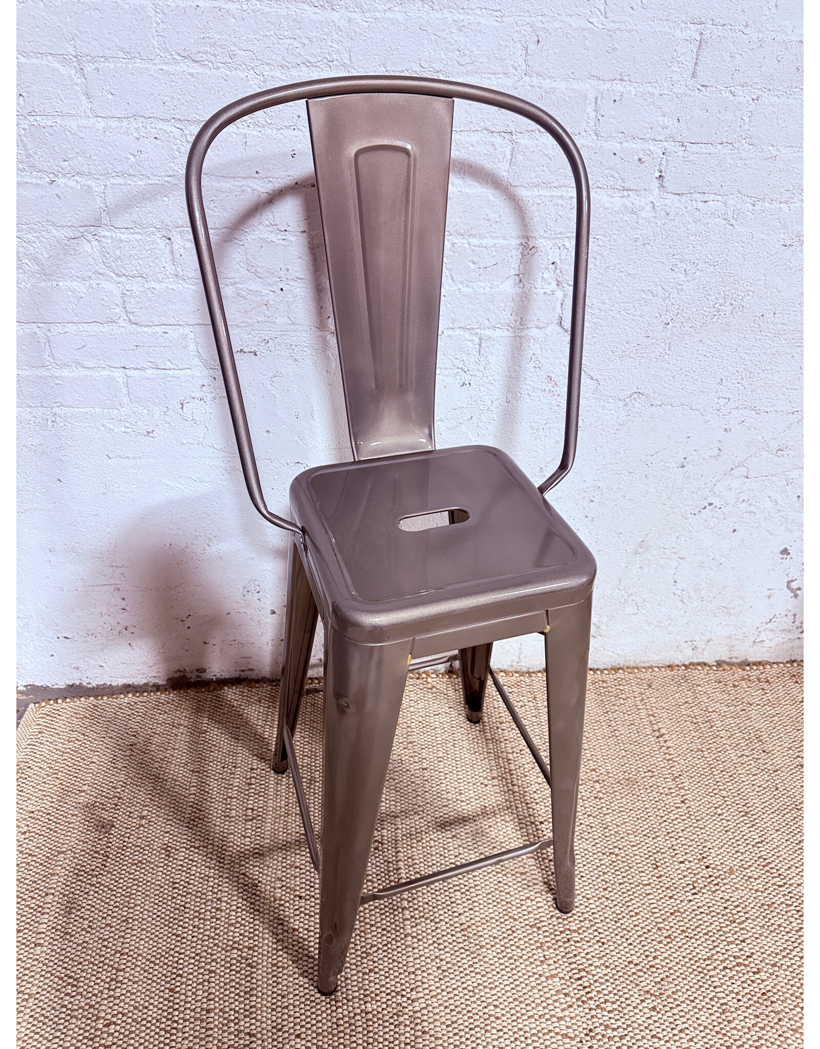 Highback Metal Silver Stool