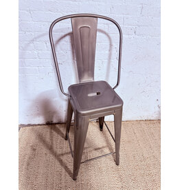 Highback Metal Silver Stool