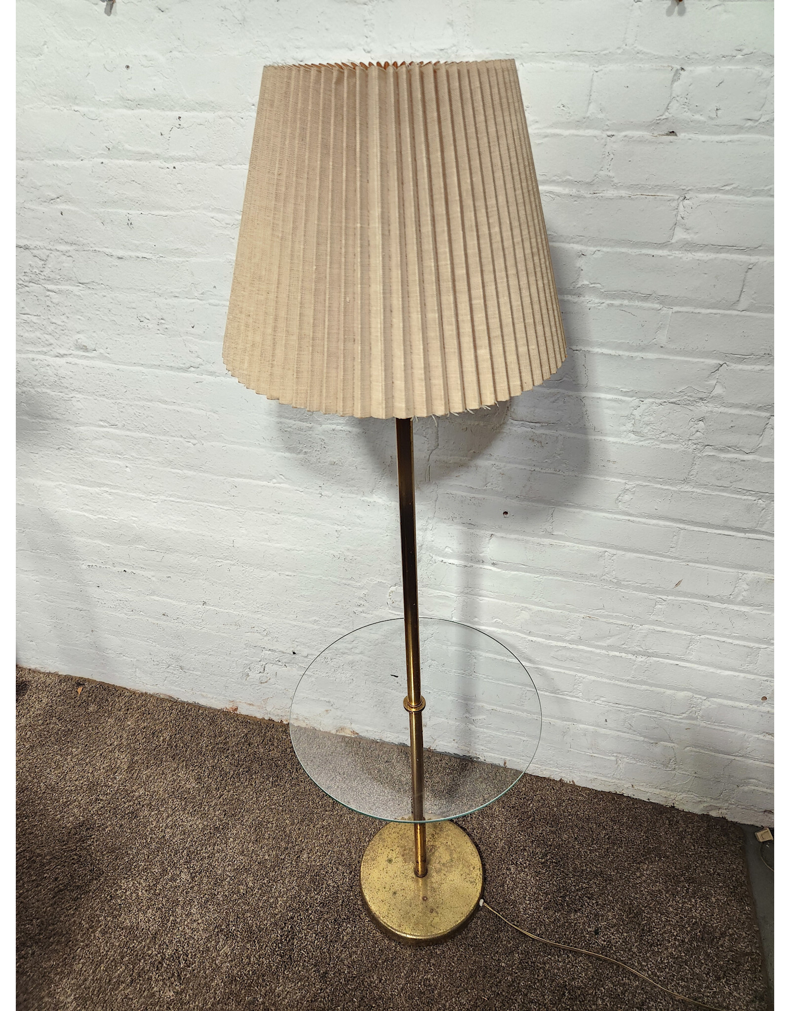 MCM Brass and Glass Table Floor Lamp