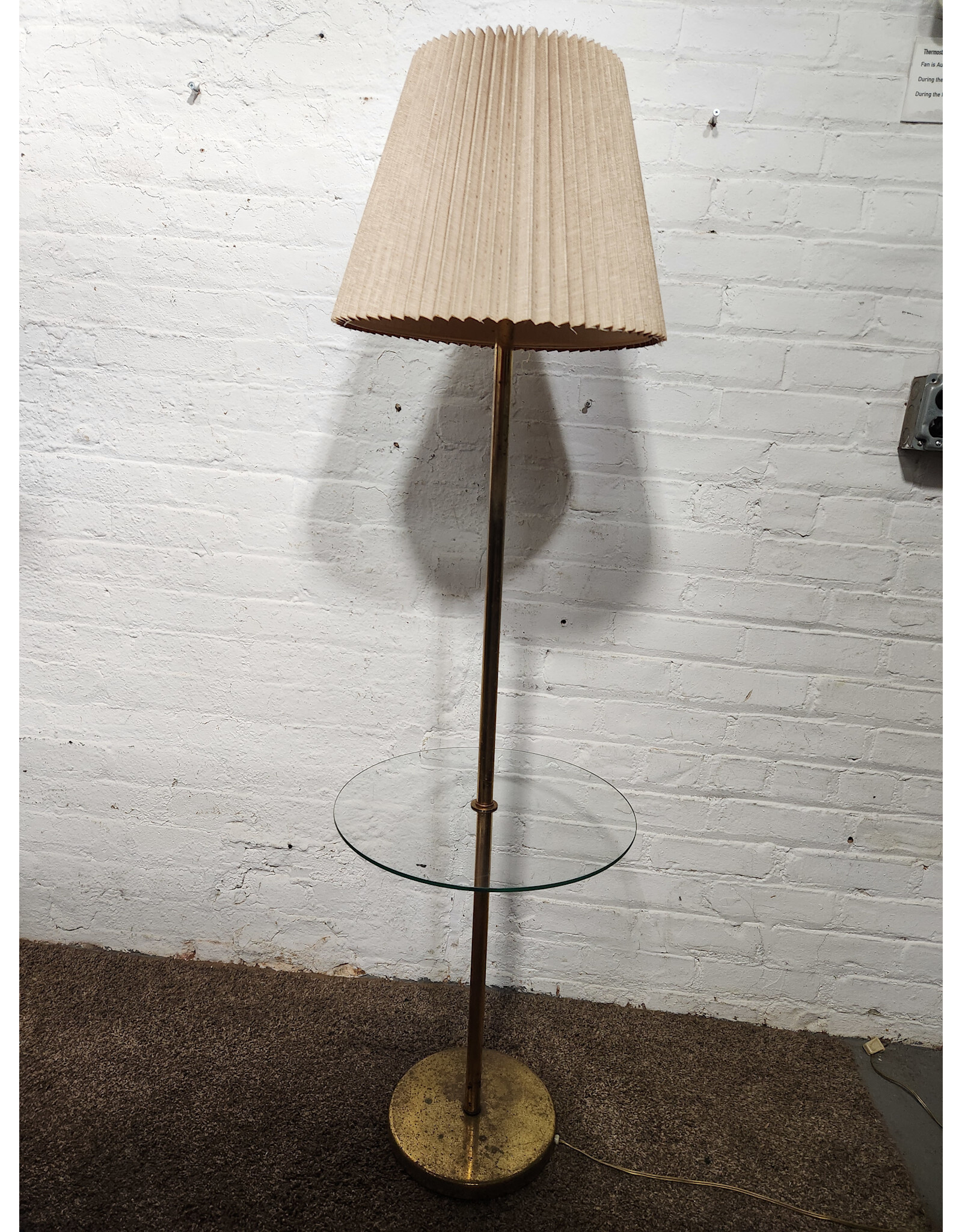 MCM Brass and Glass Table Floor Lamp