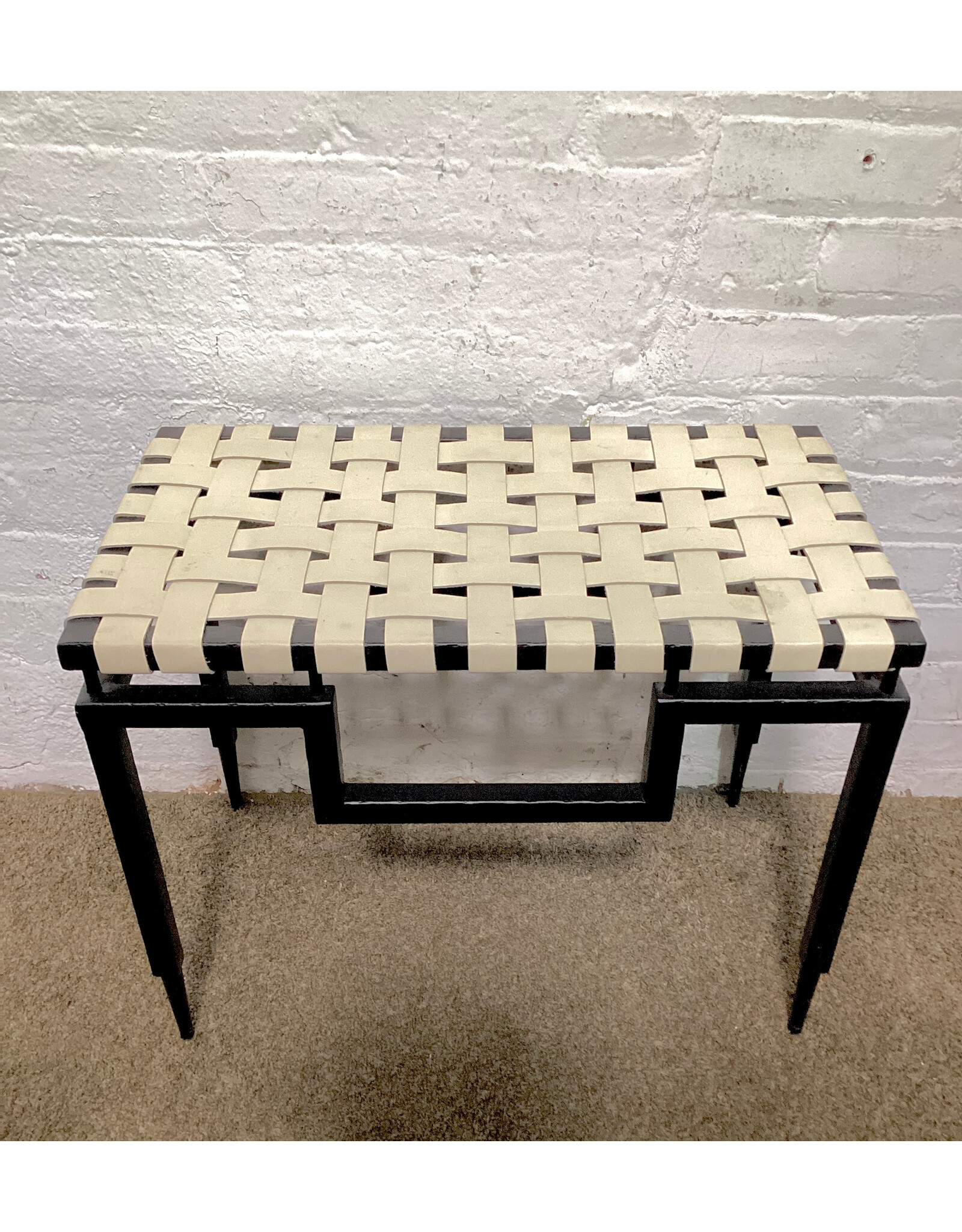 Global Views Iron & Leather Bench