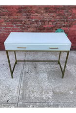 White & Gold 2-Drawer Writing Desk