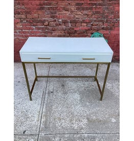 White & Gold 2-Drawer Writing Desk