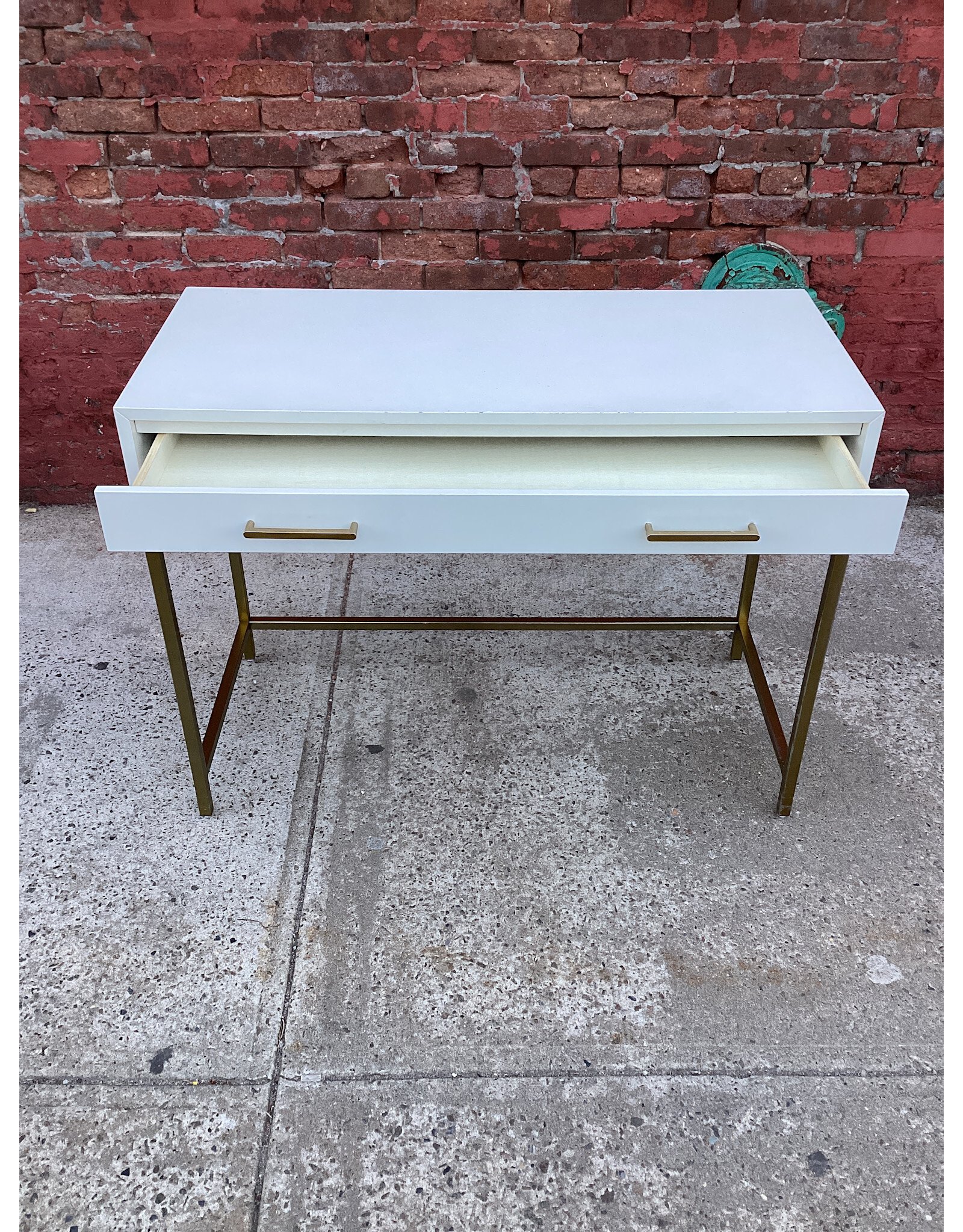White & Gold 2-Drawer Writing Desk