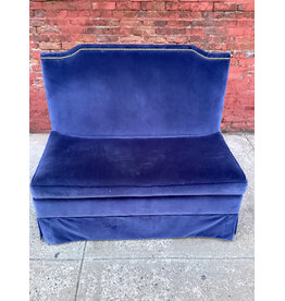 Ballard Designs Blue Velvet Nailhead Sofa Bench