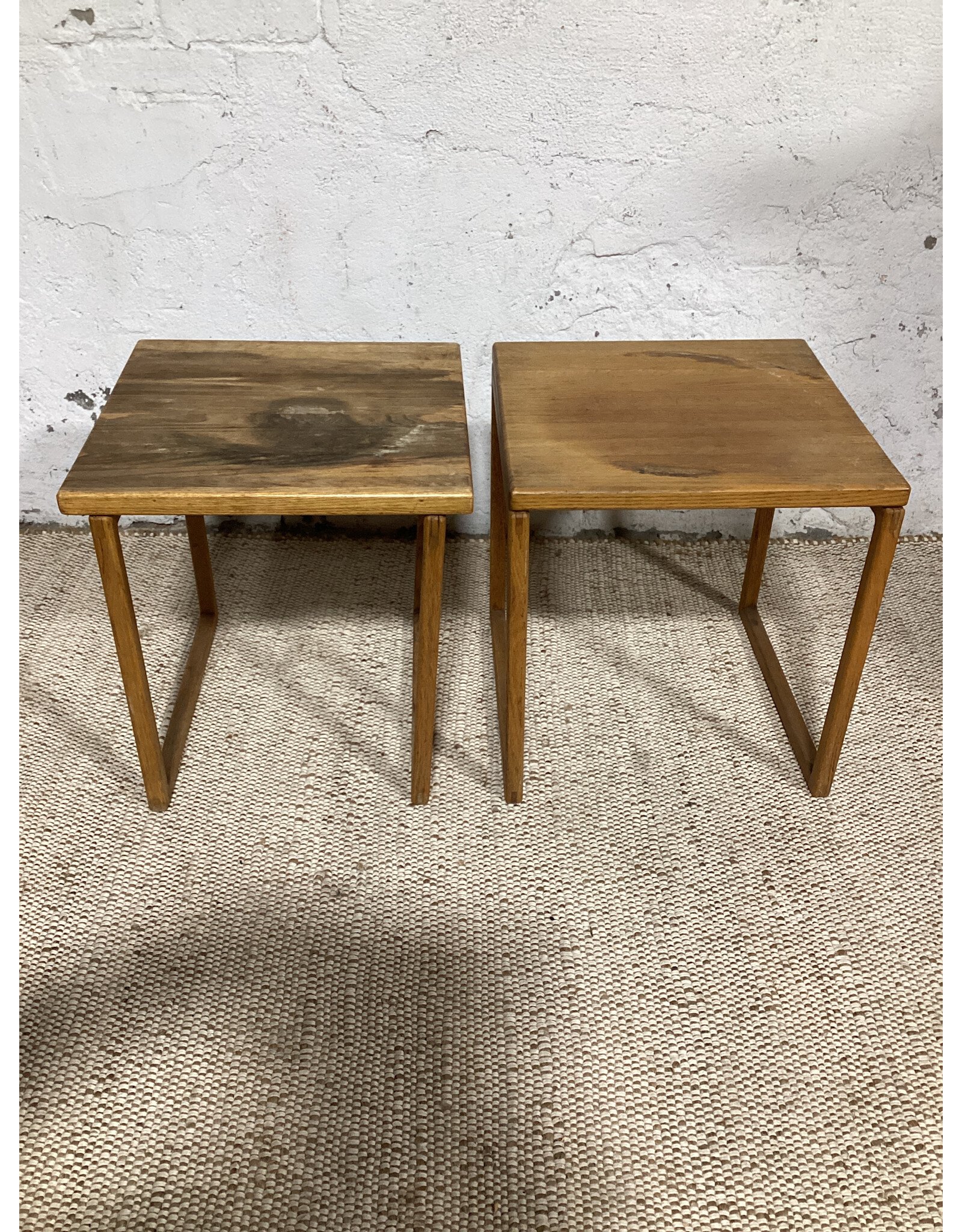 Pair of MCM Wooden Nesting Tables