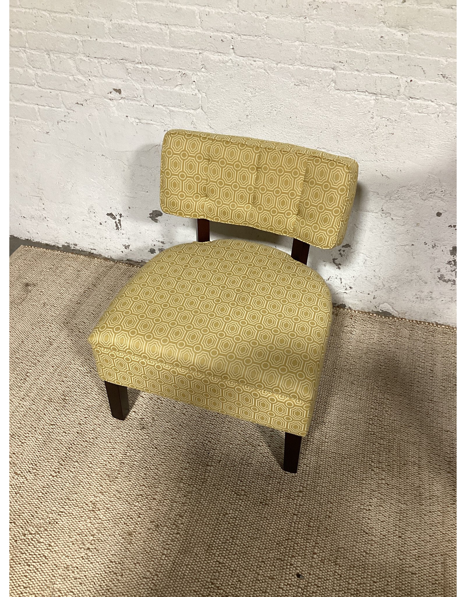 Yellow Patterned Upholstered Lounge Chair