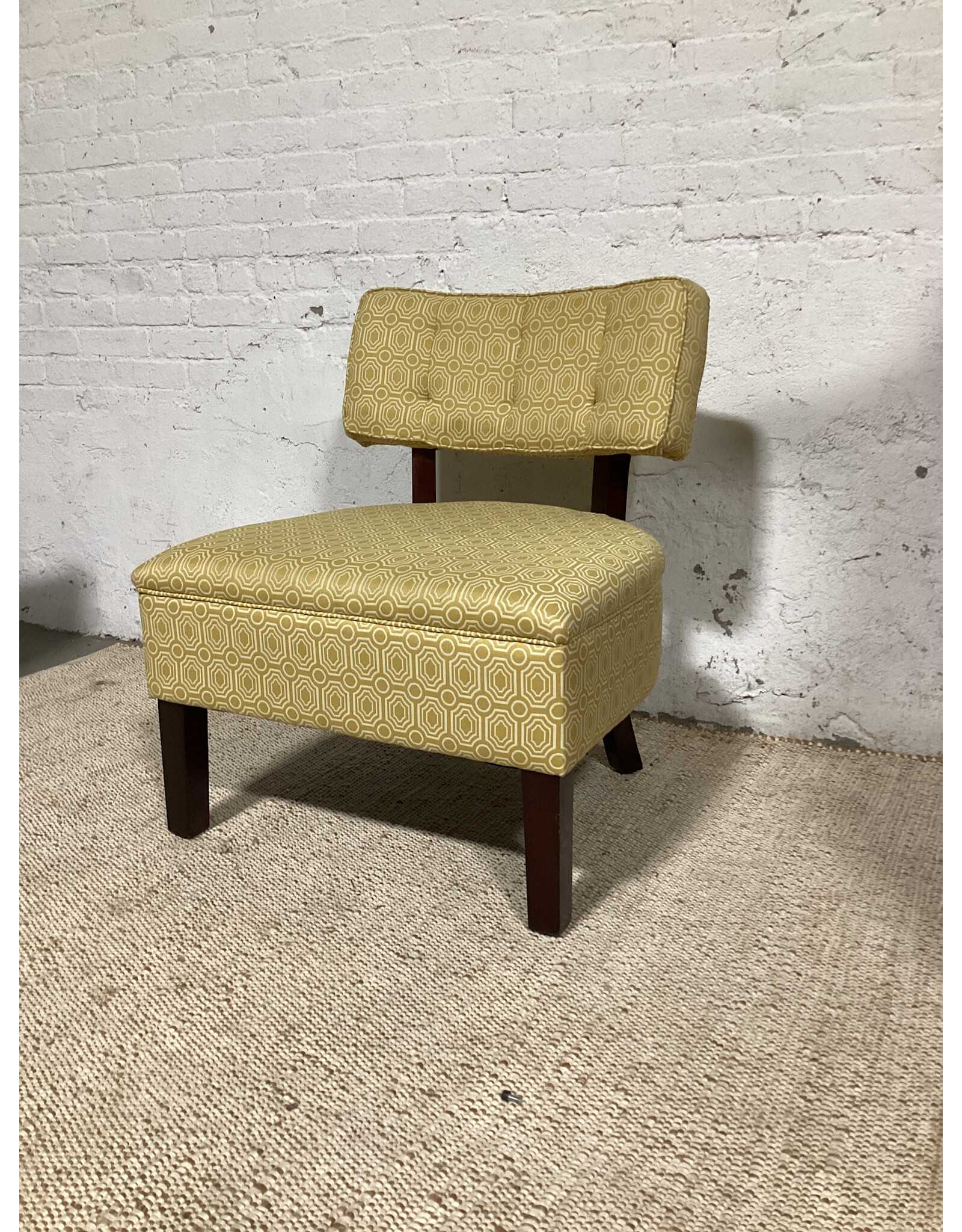 Yellow Patterned Upholstered Lounge Chair