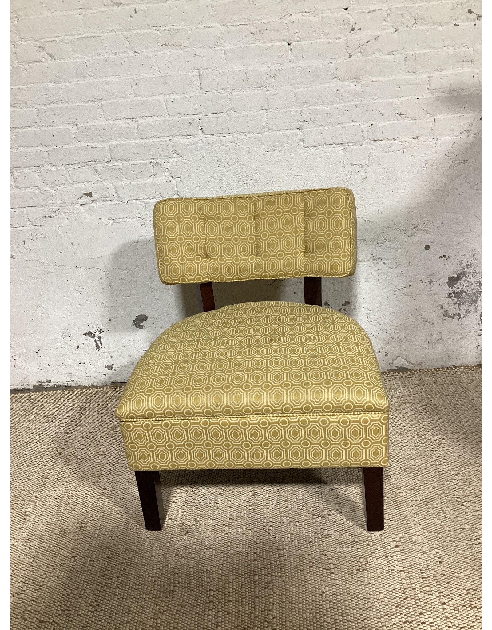 Yellow Patterned Upholstered Lounge Chair