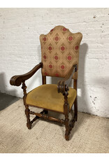 Louis XIII Style Upholstered Carved Walnut Armchair