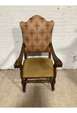 Louis XIII Style Upholstered Carved Walnut Armchair