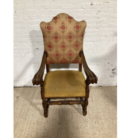 Louis XIII Style Upholstered Carved Walnut Armchair