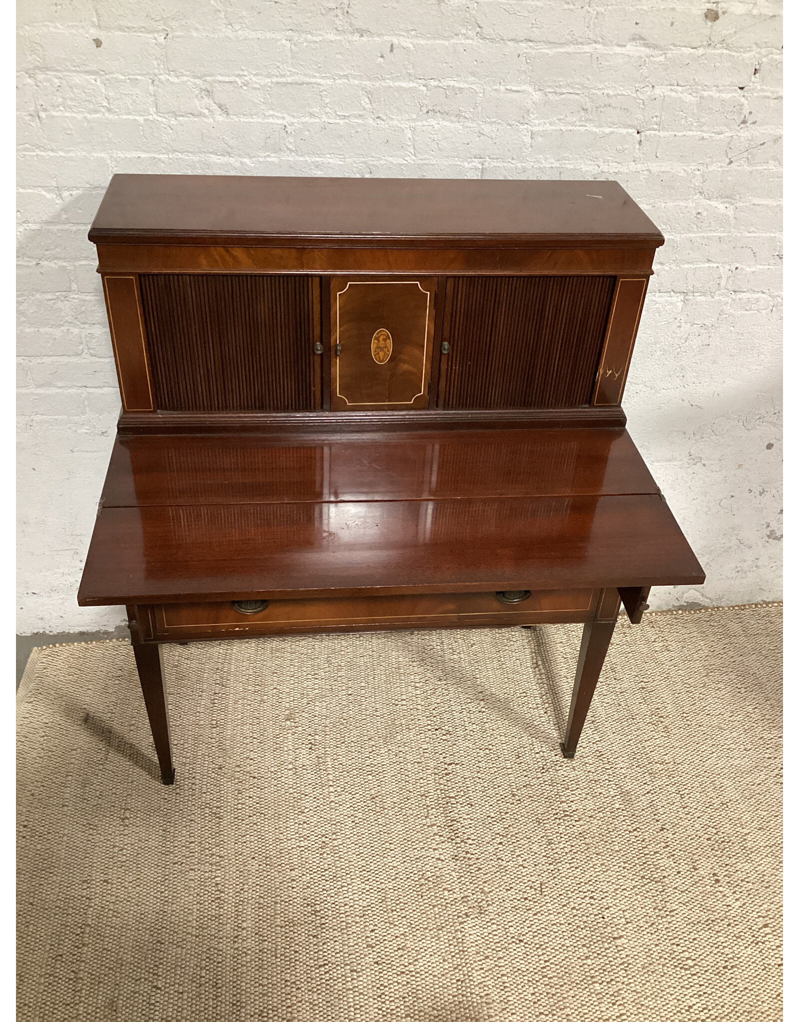 Hepplewhite Tambour Fall Front Mahogany Writing Desk