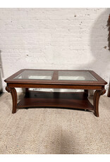 Modern Solid Wood 2-Glass 2Tier Coffee Table