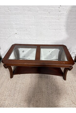 Modern Solid Wood 2-Glass 2Tier Coffee Table