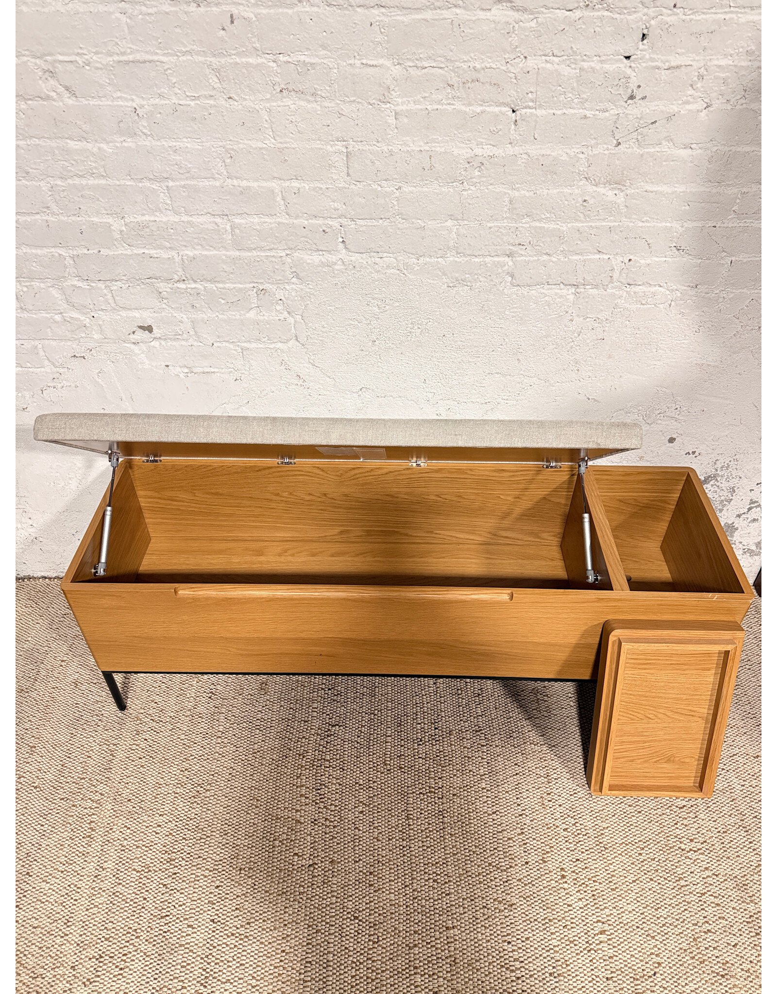 Article Thari Scandinavian Style Oak & Everest Gray Fabric Storage Bench by Article