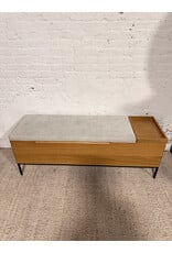 Article Thari Scandinavian Style Oak & Everest Gray Fabric Storage Bench by Article