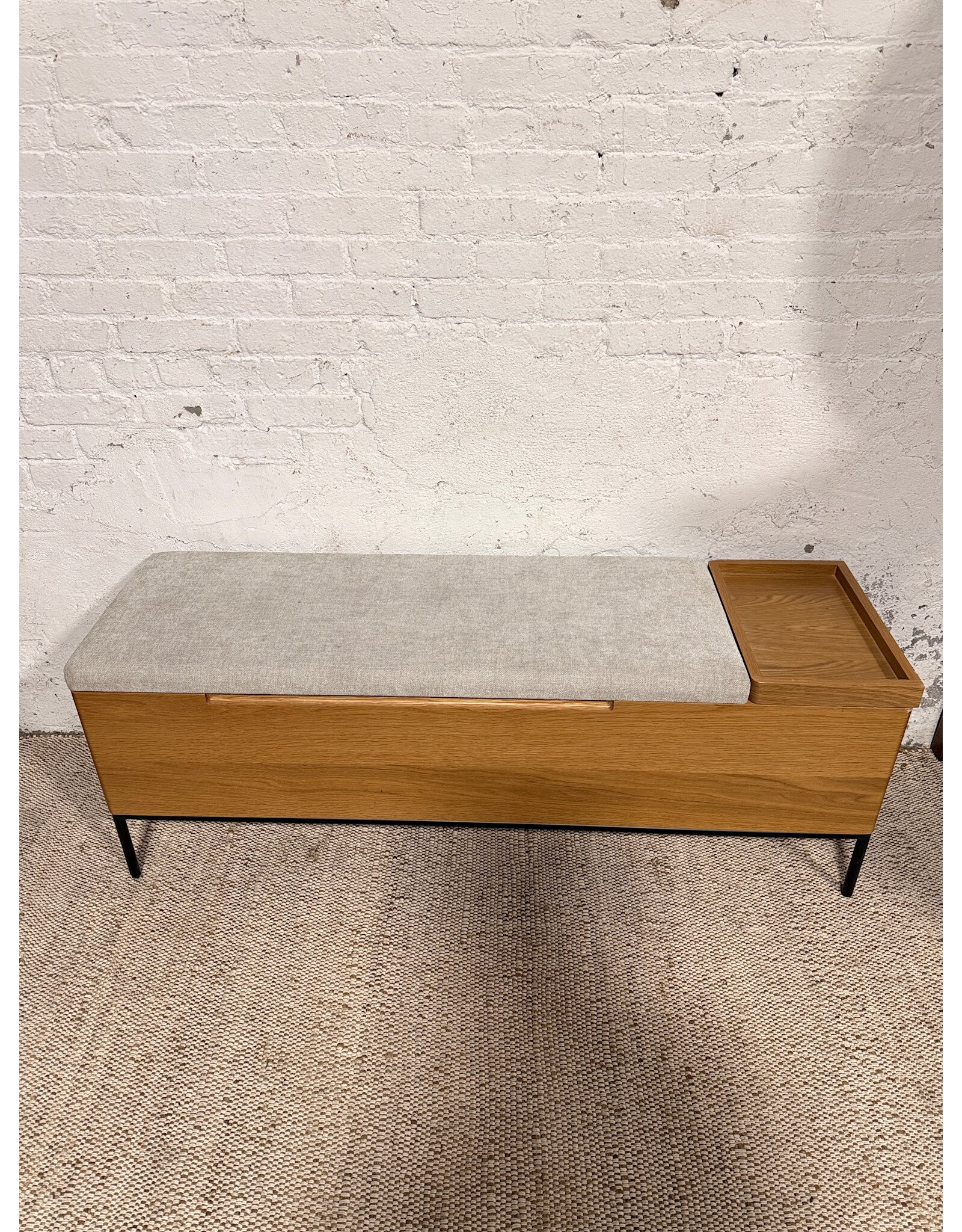 Article Thari Scandinavian Style Oak & Everest Gray Fabric Storage Bench by Article