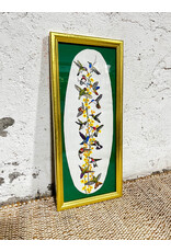 Hummingbirds, framed vintage needlepoint