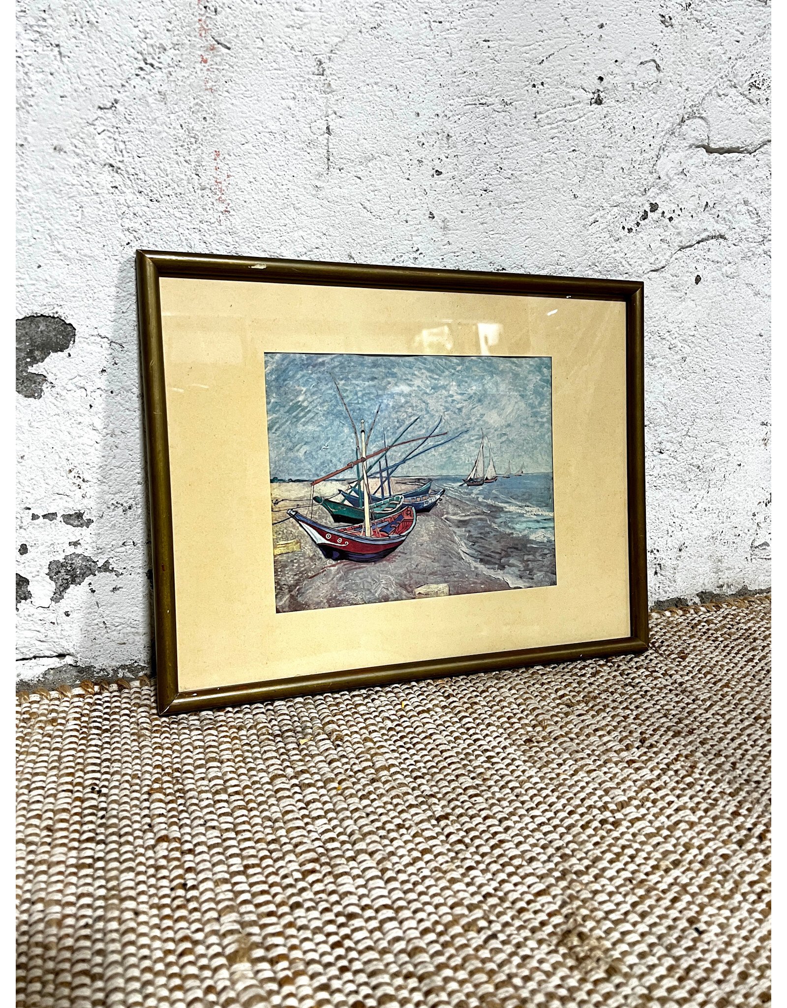 Fishing Boats on the Beach at Saintes-Maries by Vincent Van Gogh, framed print