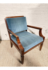 Vintage Style Blue Seat & Back Cushion Lounge Chair
