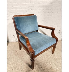 Vintage Style Blue Seat & Back Cushion Lounge Chair