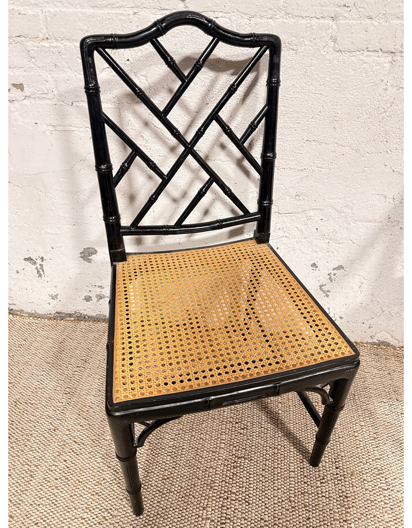 Black Laquered Bamboo Chippendale Style Chair