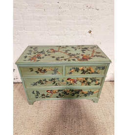 Hickory Style Carved & Painted 4-Drawer Chest
