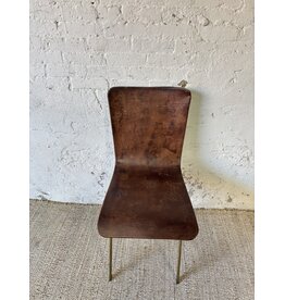 Vintage Leather Curved Glit Metal Sidechair