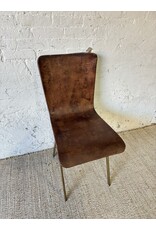 Vintage Leather Curved Glit Metal Sidechair