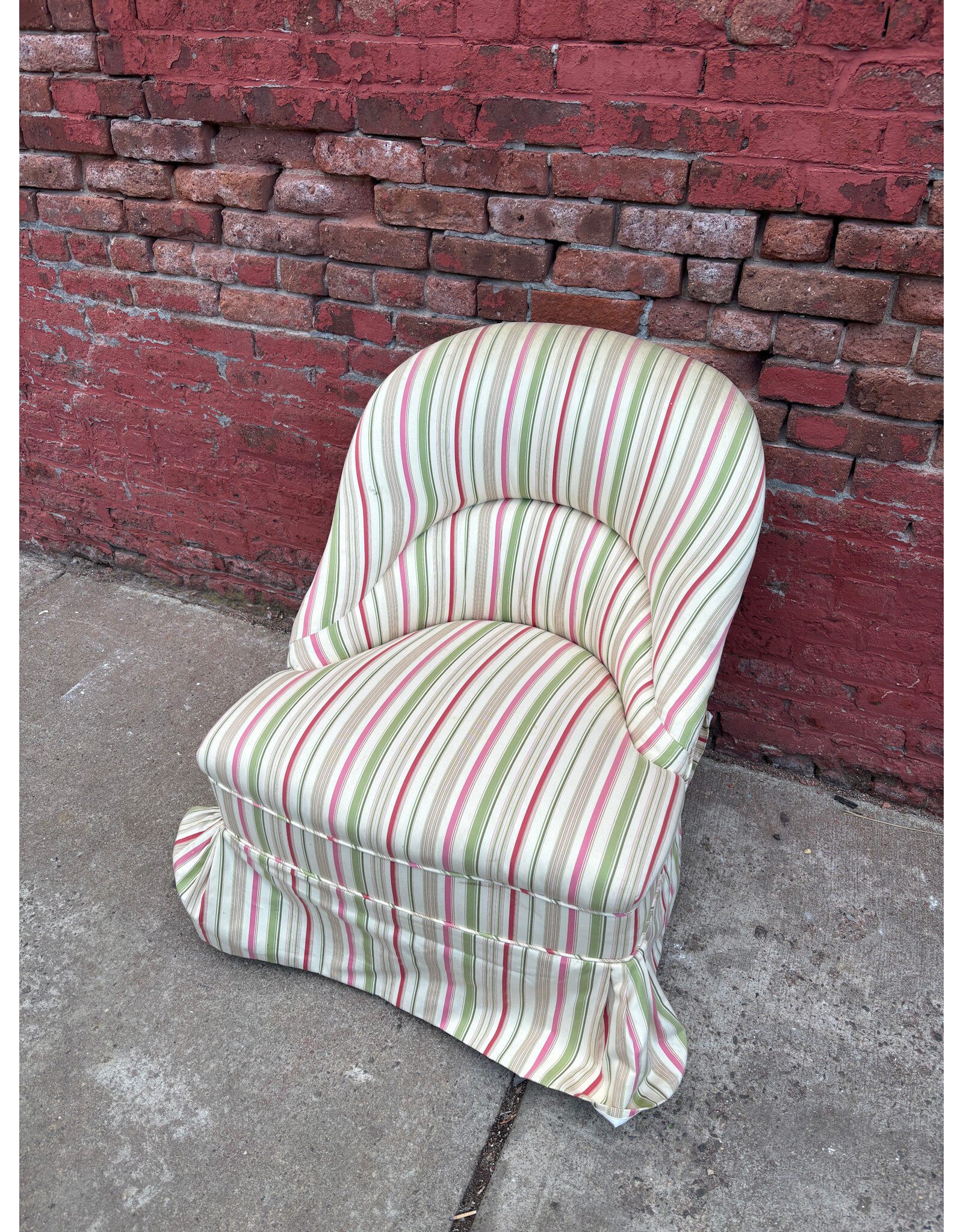 Striped Upholstered Slipper Chair