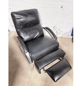 Modern Spiral Low Leg Leather Reclining Lounge Chair