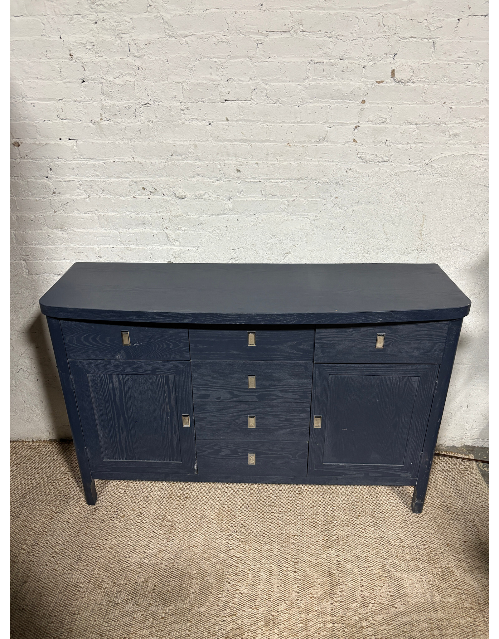 Klein 2-Door Indigo Blue Ash Wood 6-Drawer Credenza