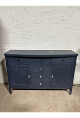 Klein 2-Door Indigo Blue Ash Wood 6-Drawer Credenza