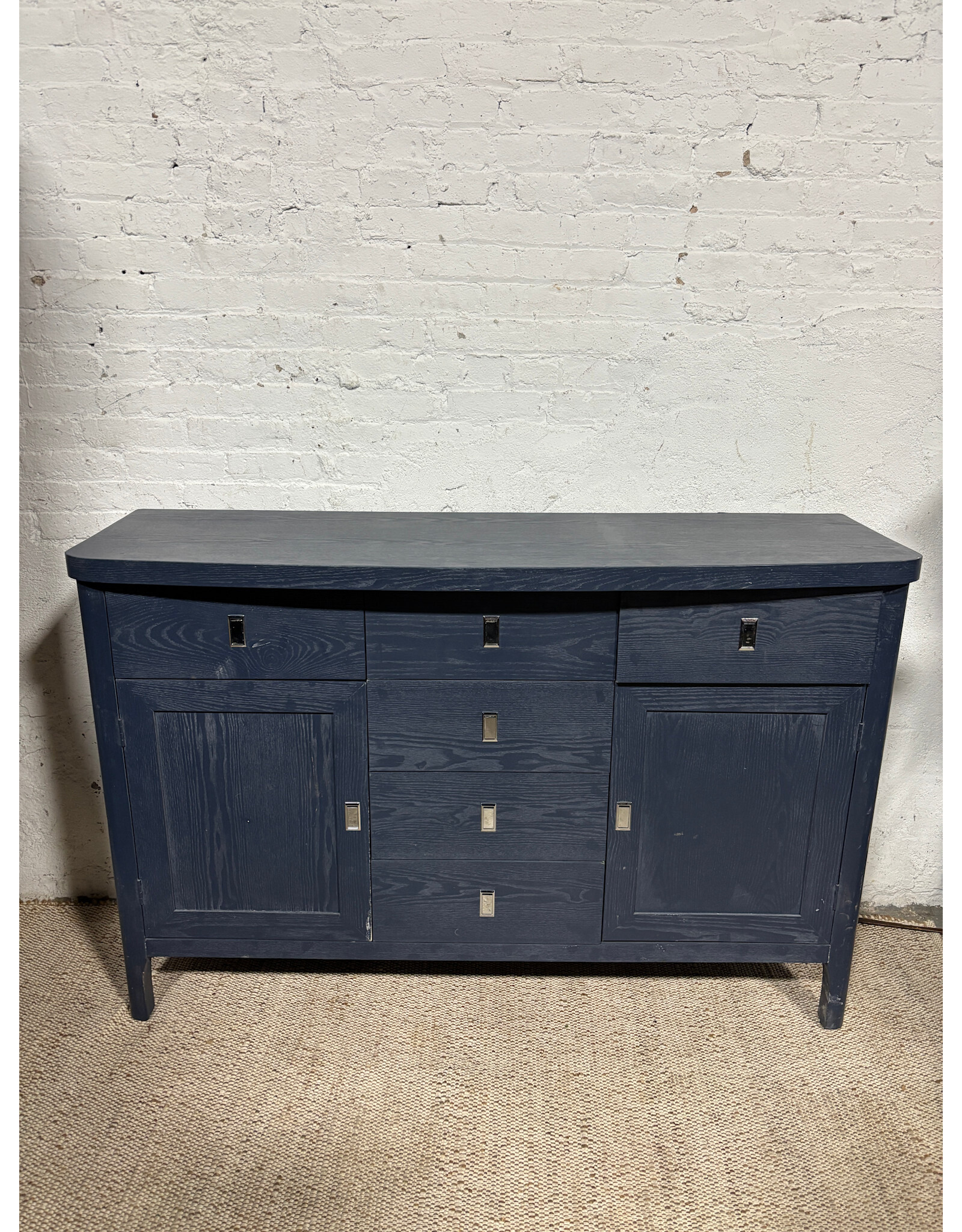 Klein 2-Door Indigo Blue Ash Wood 6-Drawer Credenza