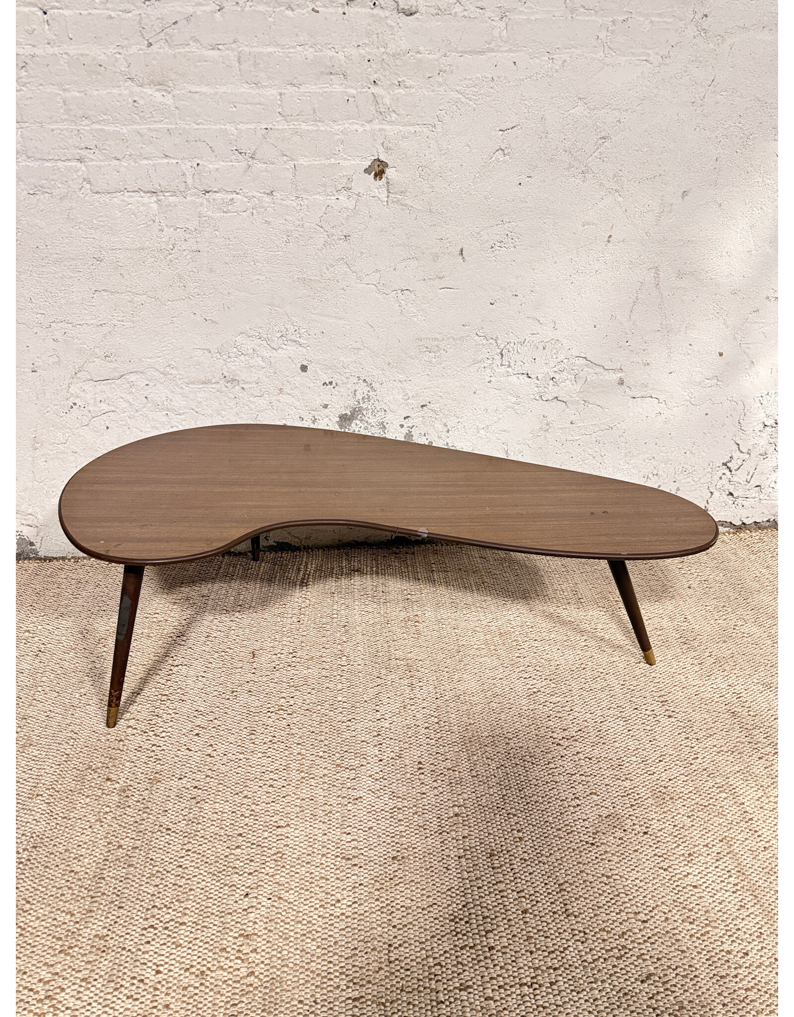 Mid-Century Modern Kidney-Shaped Walnut Coffee Table